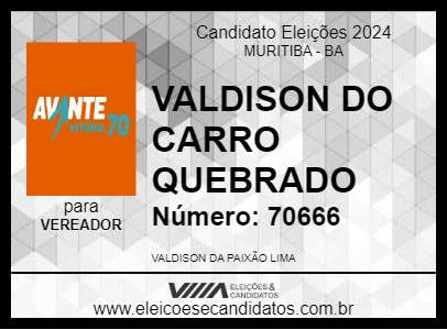 Candidato VALDISON DO CARRO QUEBRADO 2024 - MURITIBA - Eleições