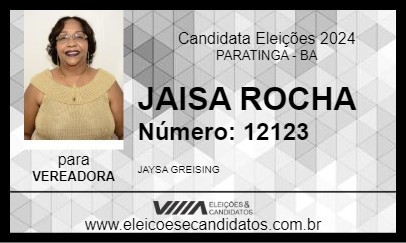 Candidato JAISA ROCHA 2024 - PARATINGA - Eleições