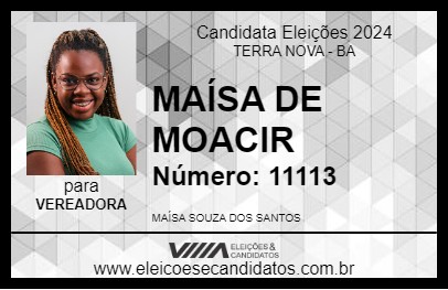 Candidato MAÍSA DE MOACIR 2024 - TERRA NOVA - Eleições