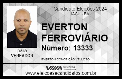 Candidato EVERTON FERROVIÁRIO 2024 - IAÇU - Eleições