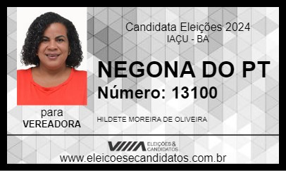 Candidato NEGONA DO PT 2024 - IAÇU - Eleições