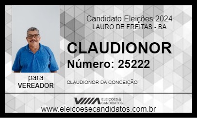 Candidato CLAUDIONOR  2024 - LAURO DE FREITAS - Eleições