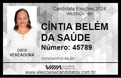 Candidato CÍNTIA BELÉM DA SAÚDE 2024 - VALENÇA - Eleições