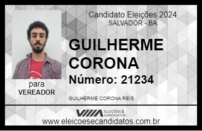 Candidato GUILHERME CORONA 2024 - SALVADOR - Eleições