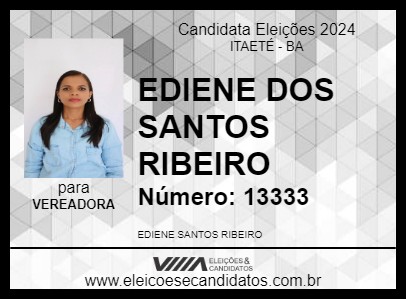 Candidato EDIENE DE TIONE 2024 - ITAETÉ - Eleições