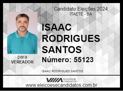 Candidato ISAAC DE BANDEIRA 2024 - ITAETÉ - Eleições