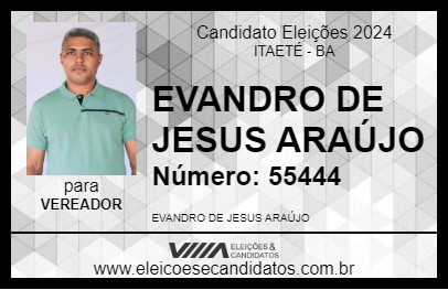 Candidato EVANDRO DA SERRARIA 2024 - ITAETÉ - Eleições