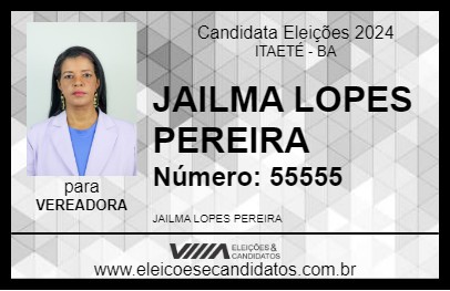 Candidato PROFESSORA JAILMA 2024 - ITAETÉ - Eleições