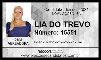 Candidato LIA DO TREVO 2024 - NOVA VIÇOSA - Eleições