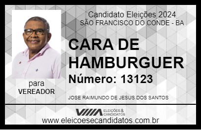 Candidato CARA DE HAMBURGUER 2024 - SÃO FRANCISCO DO CONDE - Eleições