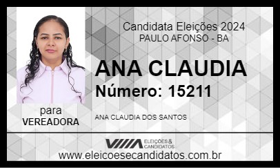 Candidato ANA CLAUDIA 2024 - PAULO AFONSO - Eleições