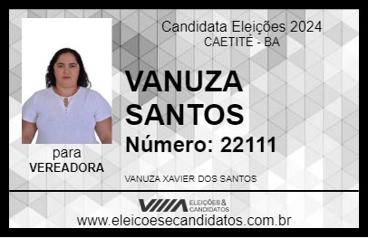 Candidato VANUZA SANTOS 2024 - CAETITÉ - Eleições