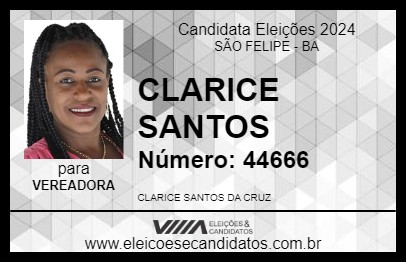 Candidato CLARICE SANTOS 2024 - SÃO FELIPE - Eleições