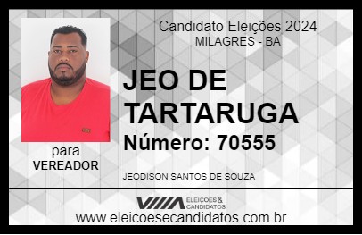 Candidato JEO DE TARTARUGA 2024 - MILAGRES - Eleições