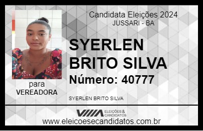 Candidato SYERLEN BRITO SILVA 2024 - JUSSARI - Eleições