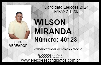 Candidato WILSON MIRANDA 2024 - PARAMOTI - Eleições