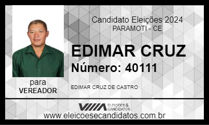 Candidato EDIMAR CRUZ 2024 - PARAMOTI - Eleições