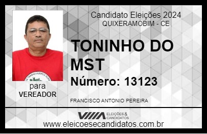 Candidato TONINHO DO MST 2024 - QUIXERAMOBIM - Eleições