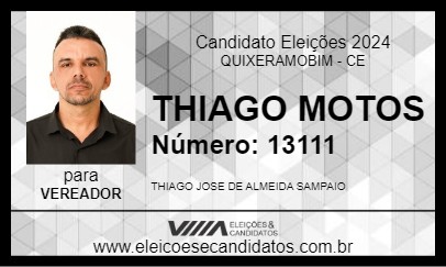 Candidato THIAGO MOTOS 2024 - QUIXERAMOBIM - Eleições