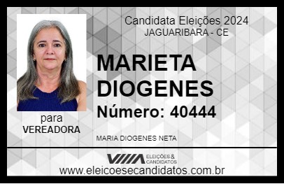 Candidato MARIETA DIOGENES 2024 - JAGUARIBARA - Eleições