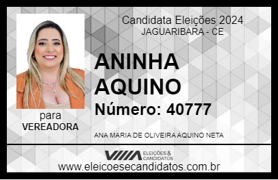 Candidato ANINHA AQUINO 2024 - JAGUARIBARA - Eleições