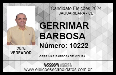 Candidato GERRIMAR BARBOSA 2024 - JAGUARIBARA - Eleições