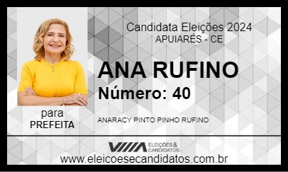 Candidato ANA RUFINO 2024 - APUIARÉS - Eleições