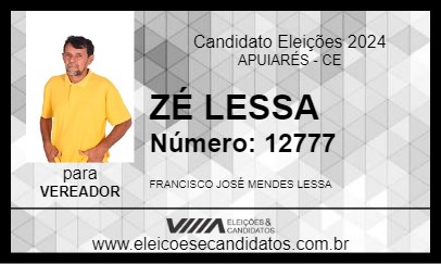 Candidato ZÉ LESSA 2024 - APUIARÉS - Eleições