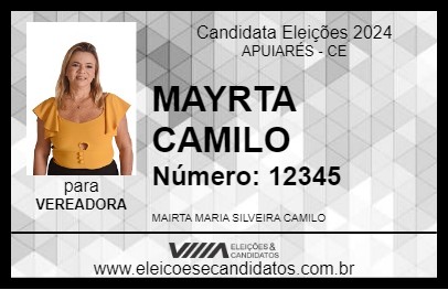 Candidato MAYRTA CAMILO 2024 - APUIARÉS - Eleições