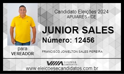 Candidato JUNIOR SALES 2024 - APUIARÉS - Eleições