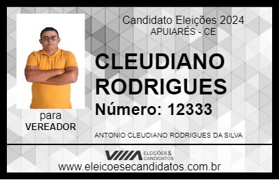 Candidato CLEUDIANO RODRIGUES 2024 - APUIARÉS - Eleições