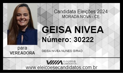 Candidato GEISA NIVEA 2024 - MORADA NOVA - Eleições