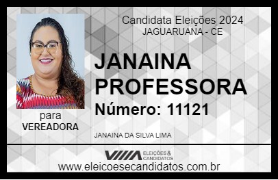 Candidato JANAINA PROFESSORA 2024 - JAGUARUANA - Eleições