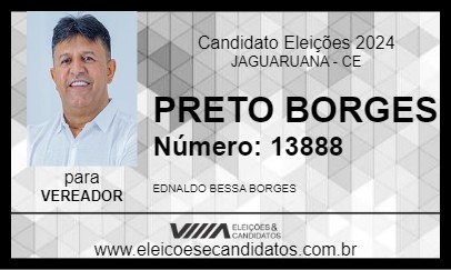 Candidato PRETO BORGES 2024 - JAGUARUANA - Eleições