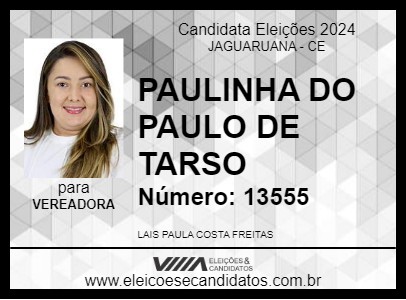 Candidato PAULINHA DO PAULO DE TARSO 2024 - JAGUARUANA - Eleições