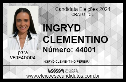 Candidato INGRYD CLEMENTINO 2024 - CRATO - Eleições