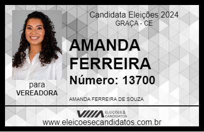 Candidato AMANDA FERREIRA 2024 - GRAÇA - Eleições