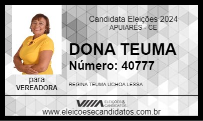 Candidato DONA TEUMA 2024 - APUIARÉS - Eleições