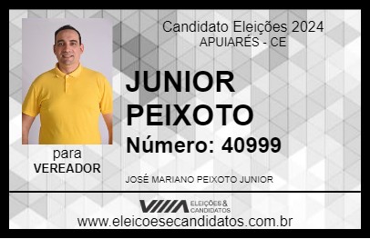 Candidato JUNIOR PEIXOTO 2024 - APUIARÉS - Eleições