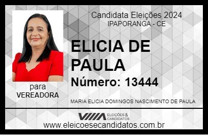 Candidato ELICIA DE PAULA 2024 - IPAPORANGA - Eleições