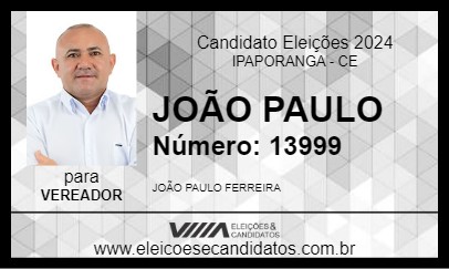 Candidato JOÃO PAULO 2024 - IPAPORANGA - Eleições