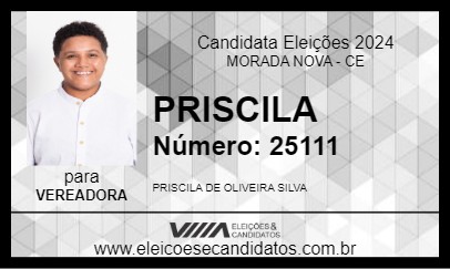 Candidato PRISCILA 2024 - MORADA NOVA - Eleições