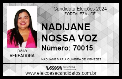 Candidato NADIJANE NOSSA VOZ 2024 - FORTALEZA - Eleições