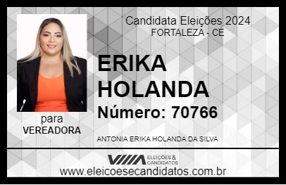 Candidato ERIKA HOLANDA 2024 - FORTALEZA - Eleições