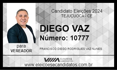 Candidato DIEGO VAZ 2024 - TEJUÇUOCA - Eleições