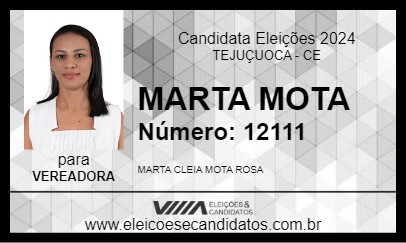 Candidato MARTA MOTA 2024 - TEJUÇUOCA - Eleições