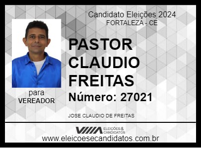 Candidato PASTOR CLAUDIO FREITAS 2024 - FORTALEZA - Eleições