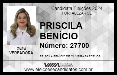 Candidato PRISCILA BENÍCIO 2024 - FORTALEZA - Eleições