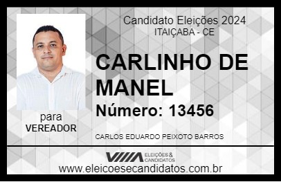 Candidato CARLINHO DE MANEL 2024 - ITAIÇABA - Eleições