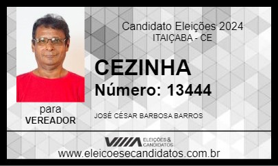 Candidato CEZINHA 2024 - ITAIÇABA - Eleições